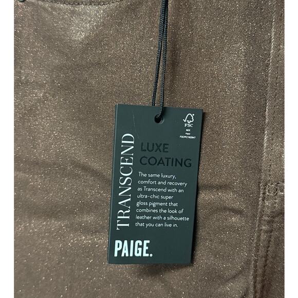 PAIGE Claudine Bronze Shimmer Luxe Coating Ankle Flare Jeans Size 26 - Picture 12 of 16